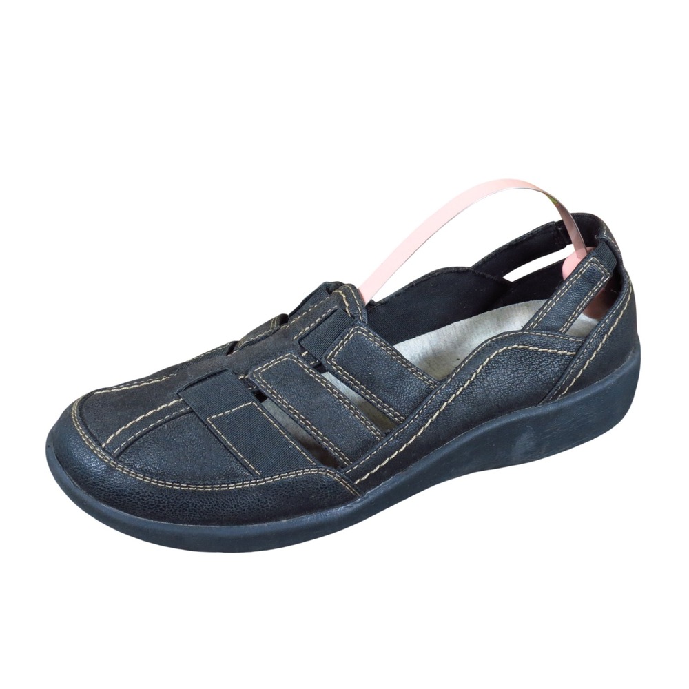 Clarks Cloudsteppers Sillian Stork Womens Slip On Shoes 7.5 Walking Black